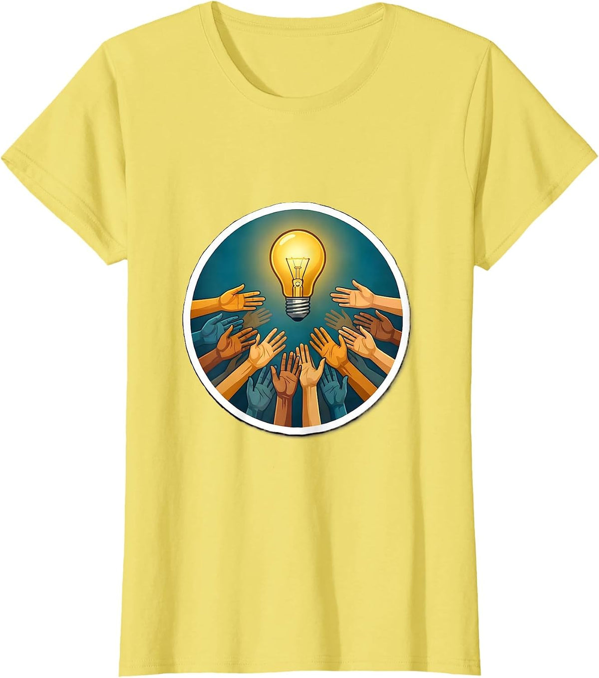 Women's Celebrate Minds of All Kinds Diversity Lightbulb T-Shirt - Lemon Yellow