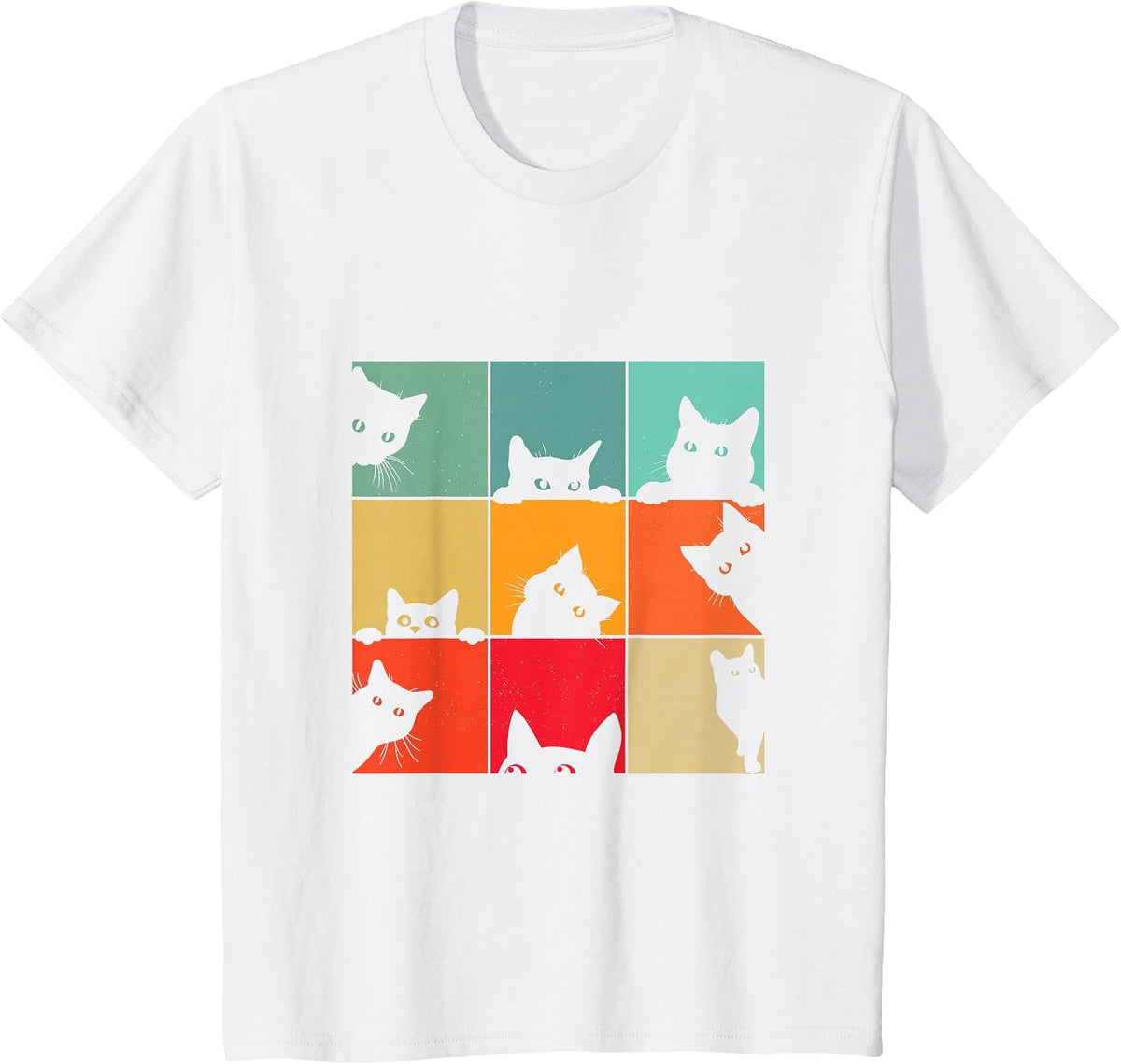 Funny Retro Vintage Curious Black Cat for Cats Lover T-Shirt - White