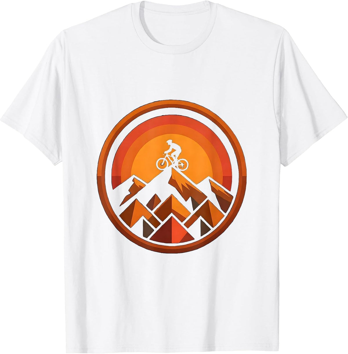 Men's Cyclist Silhouette Mountain Sunset Graphic T-Shirt - White