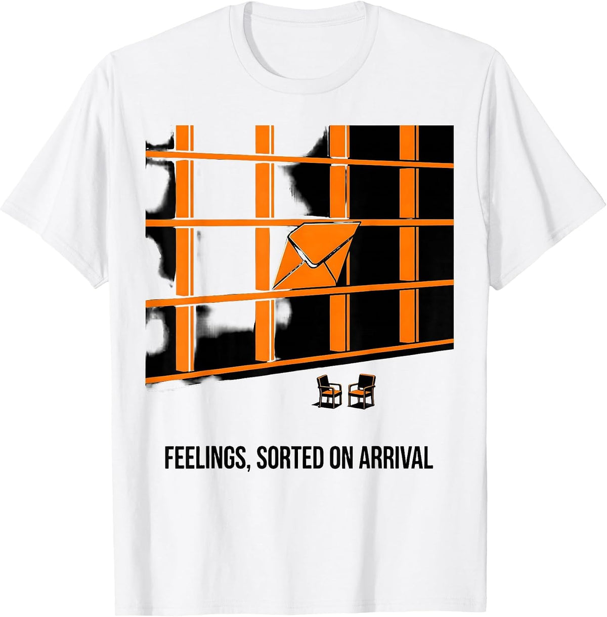 Men's Feelings Sorted On Arrival Groovy Retro School Counselor T-Shirt - White