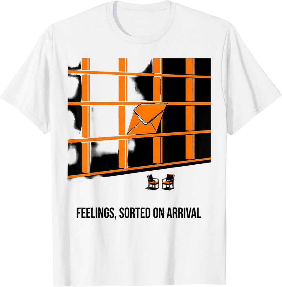 Men's Feelings Sorted On Arrival Groovy Retro School Counselor T-Shirt - White