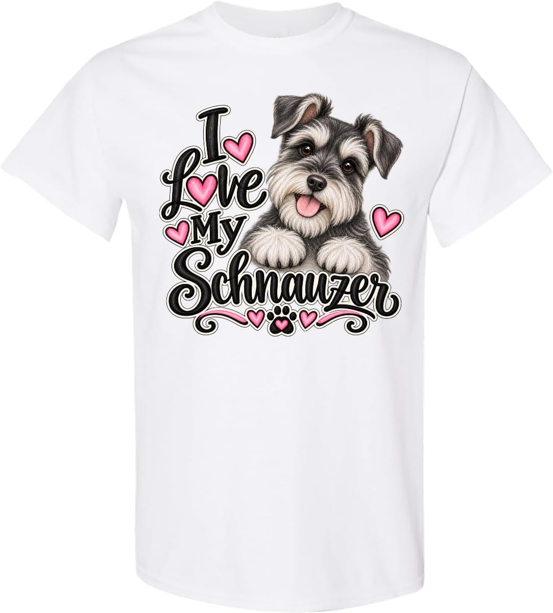 inktastic I Love My Schnauzer Adult T-Shirt - 0020 White