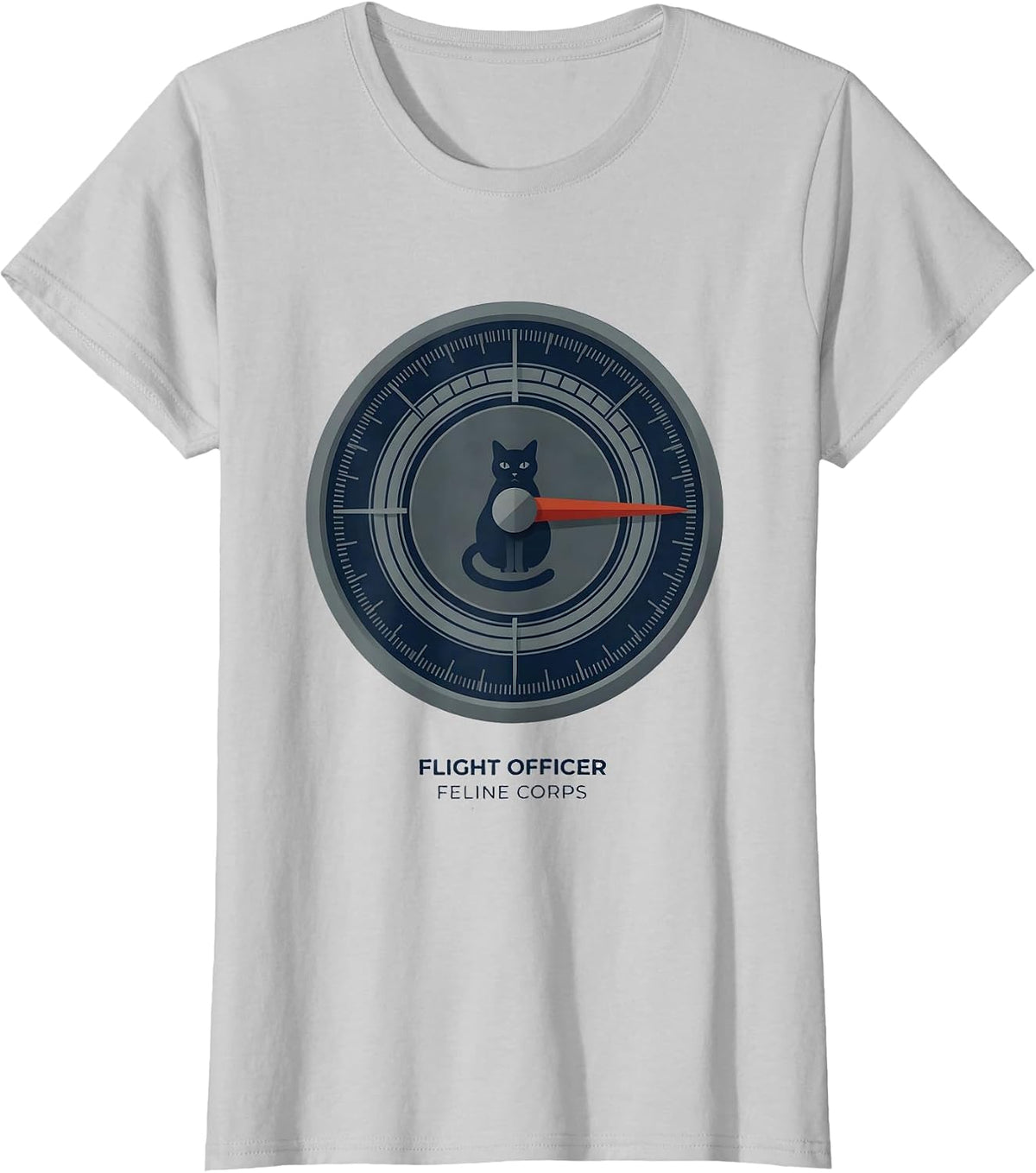Flight Officer, Feline Corps Funny French Cat Francophile T-Shirt - Silver Grey
