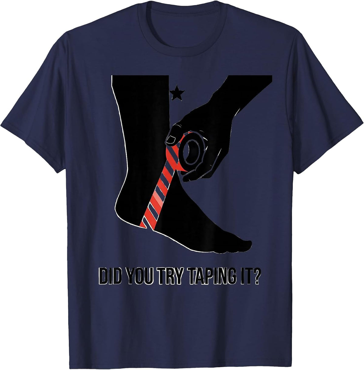Did You Try Taping It Funny Physical Therapy Christmas T-Shirt - Navy Blue