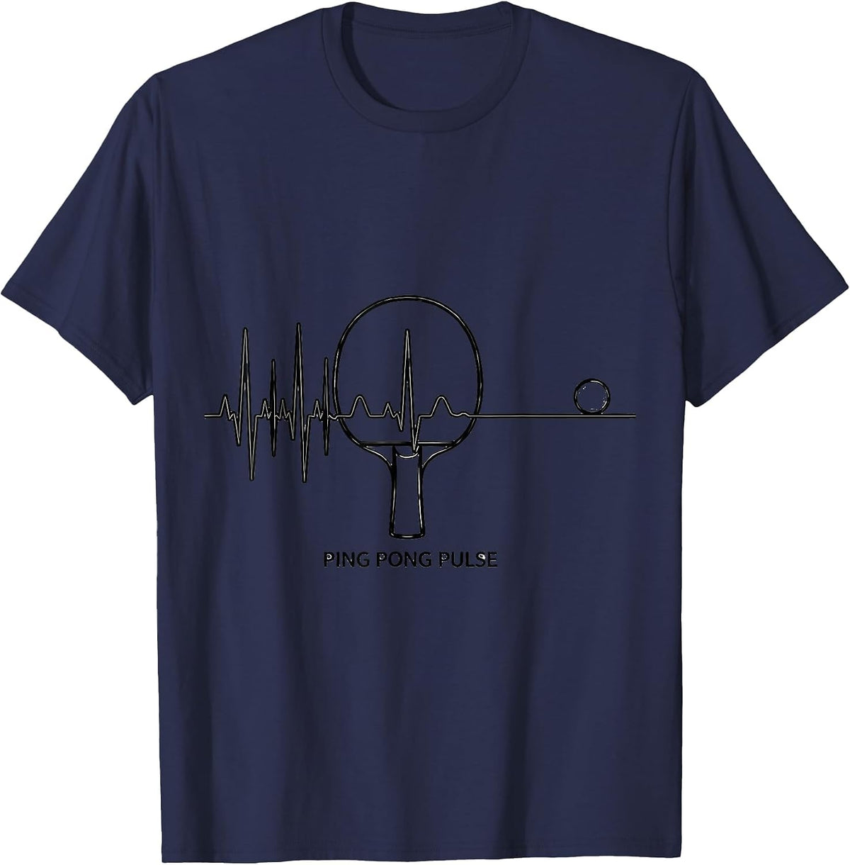 Men's Ping Pong Pulse Line Art EKG Heartbeat Pulse Hobbyist Gift T-Shirt - Navy Blue