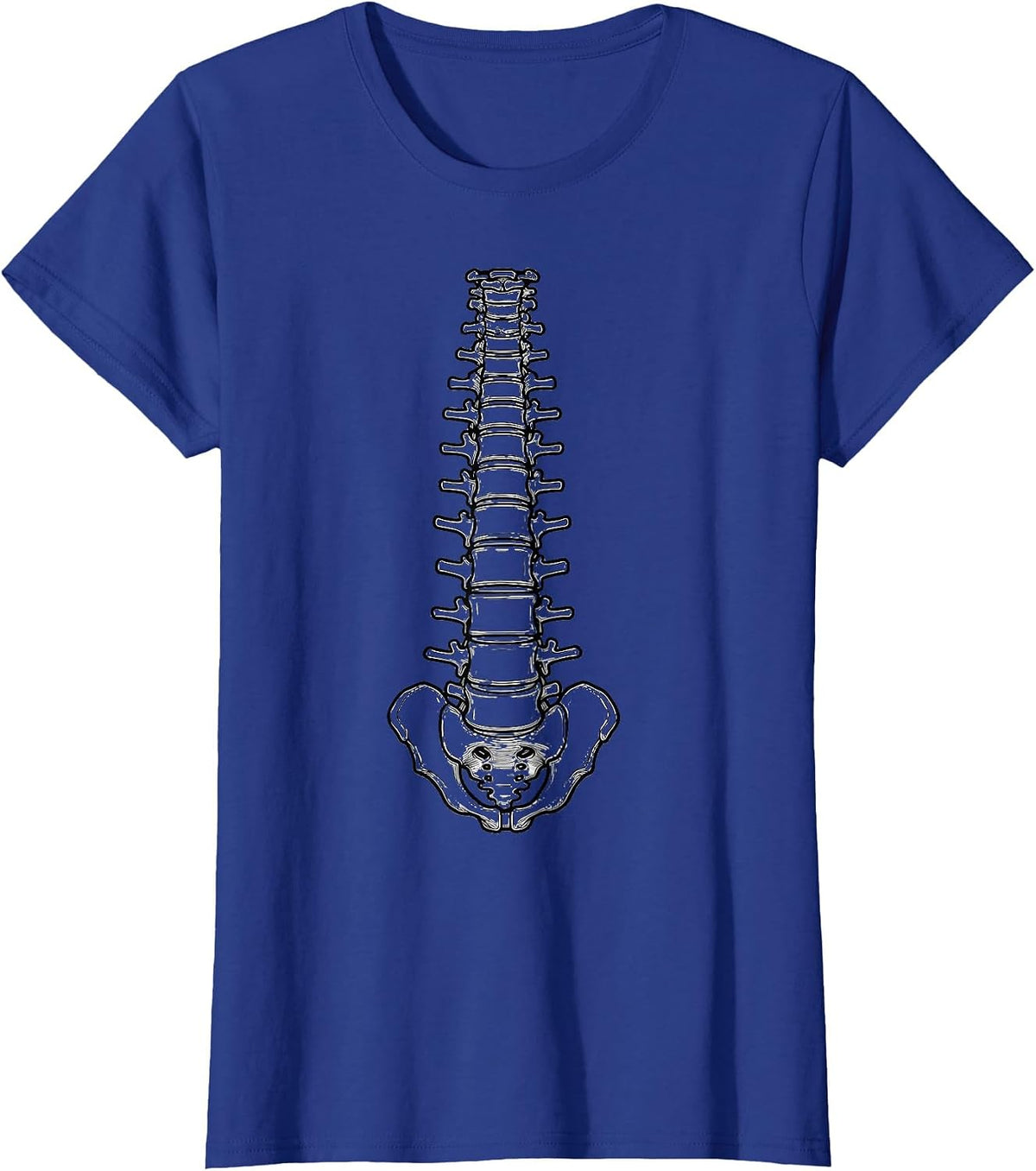 Women's Human Spine Block Tower Medical Assistant Graphic T-Shirt - Royal Blue