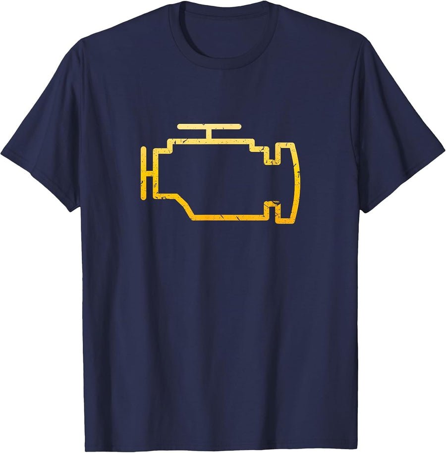 Check Engine Light Funny Mechanic Car T-Shirt - Navy Blue