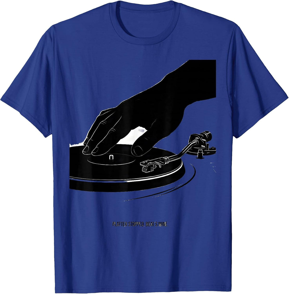 Men's Platter Stopped Beat's Mine Vinyl Record Collector DJ Humor T-Shirt - Royal Blue