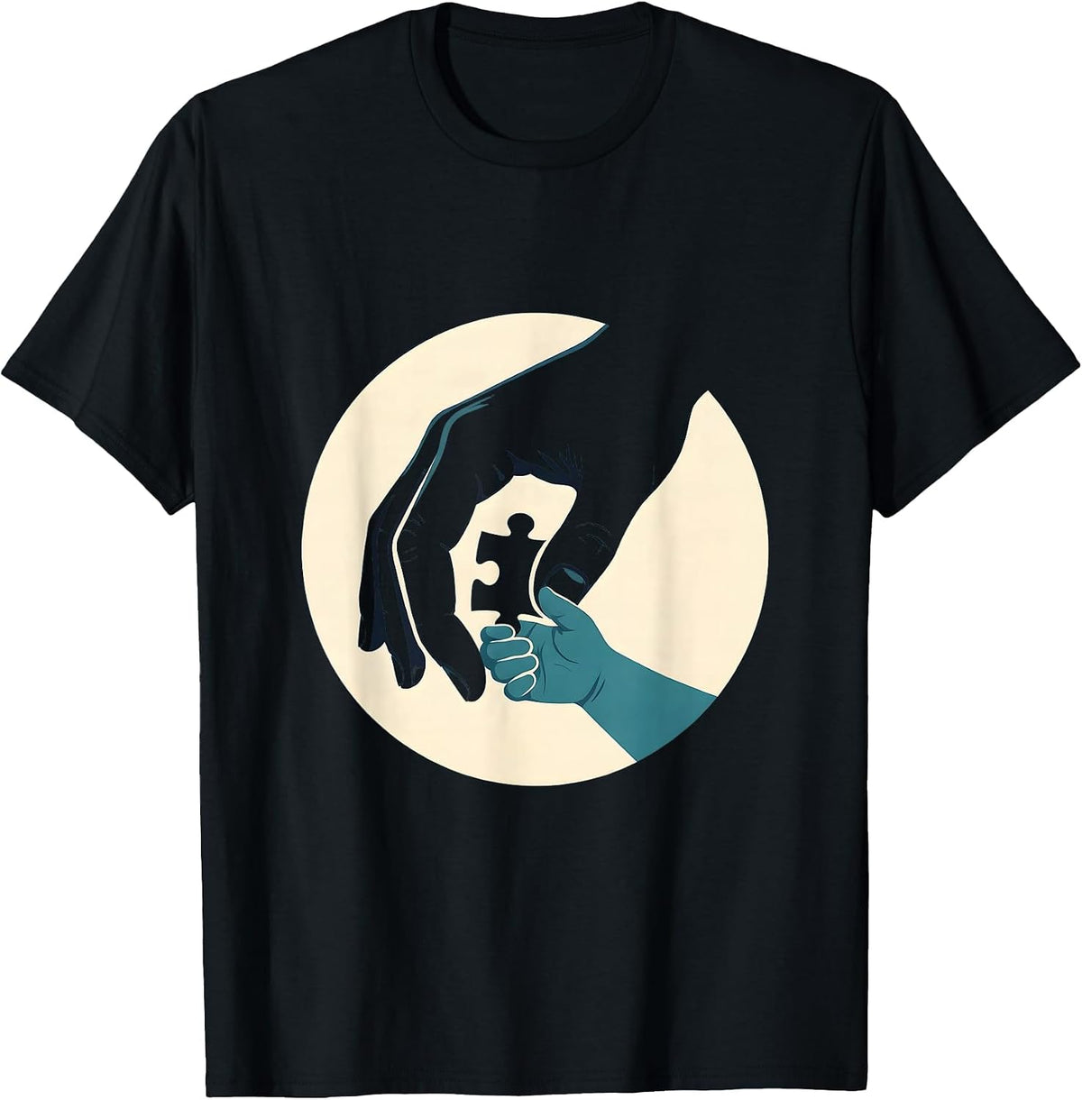 Men's Special Education Teacher Puzzle Hands Graphic T-Shirt - Black
