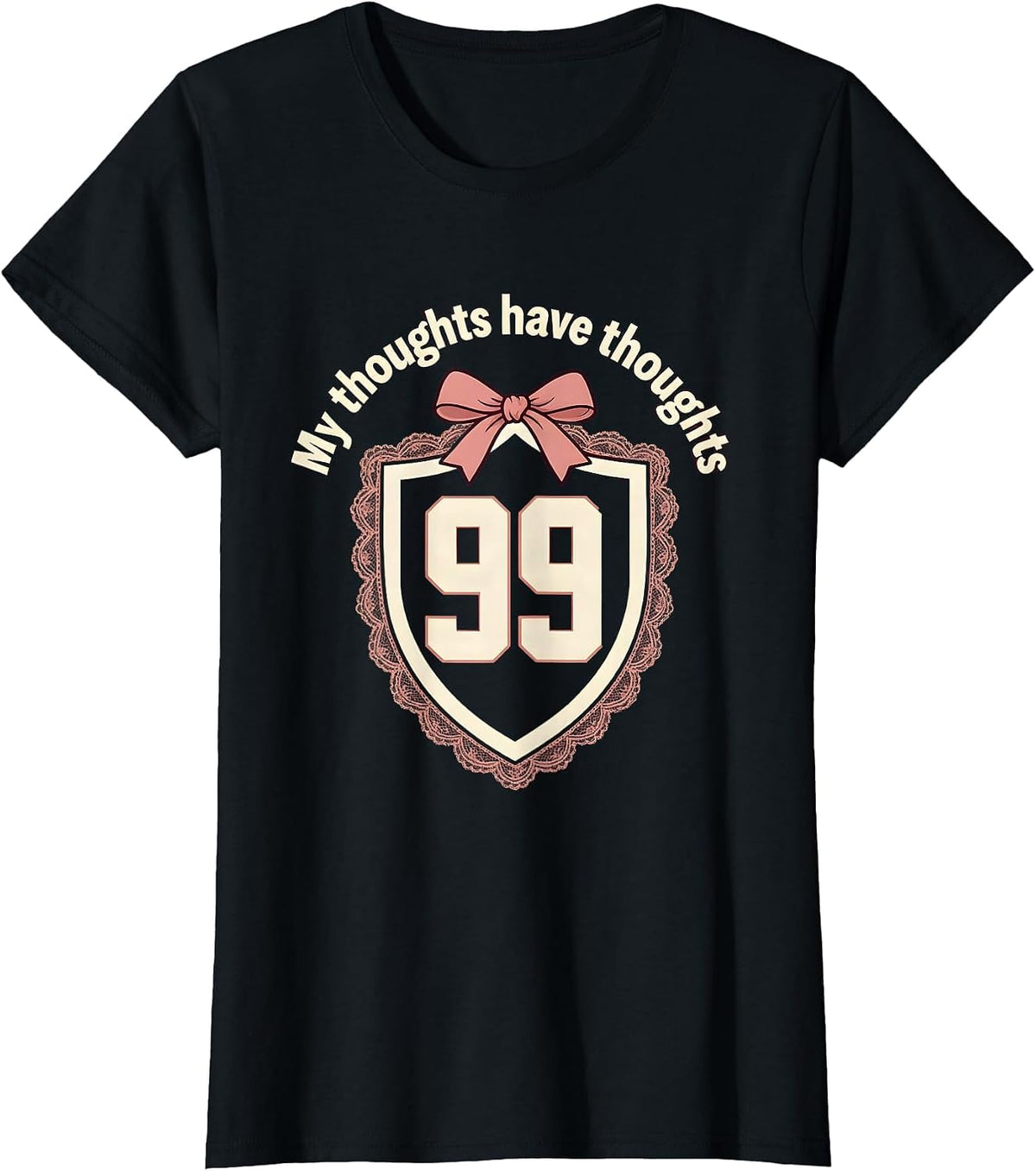 Women's My Thoughts Have Thoughts ADHD Awareness Design T-Shirt - Black