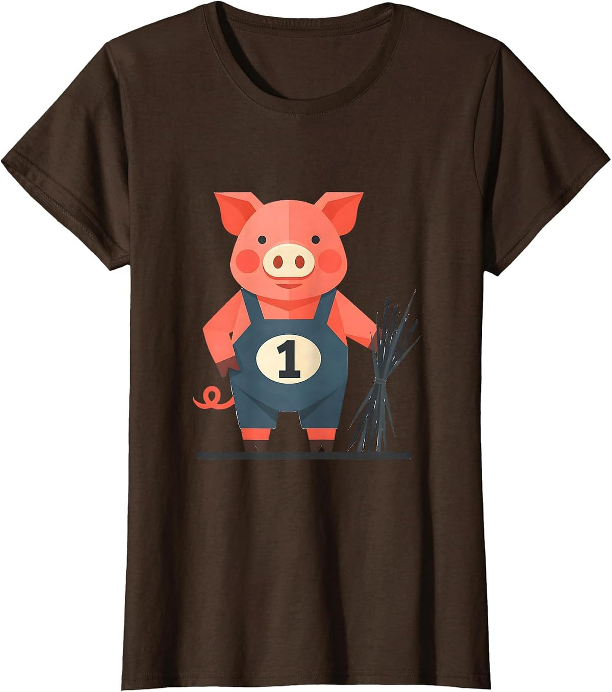Women's 1 Funny Pig Lover Halloween Costume Humor T-Shirt - Brown