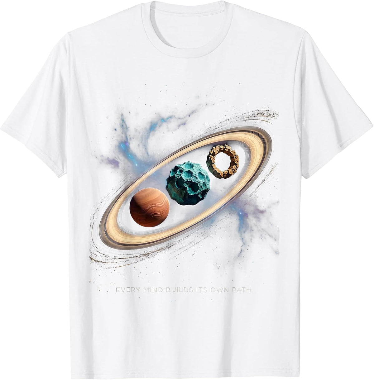 Men's Every Mind Builds Its Own Path Cosmic Neurodiverse Universe T-Shirt - White