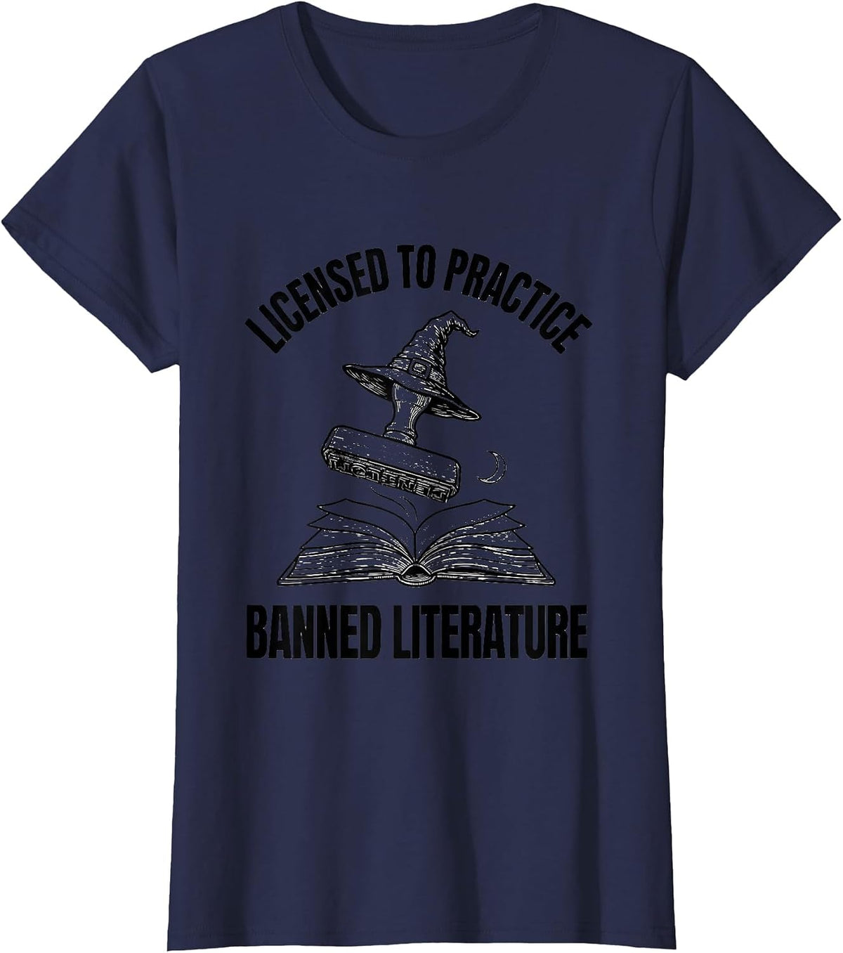 Women's Licensed To Practice Banned Literature Witchy Bookish T-Shirt - Navy Blue