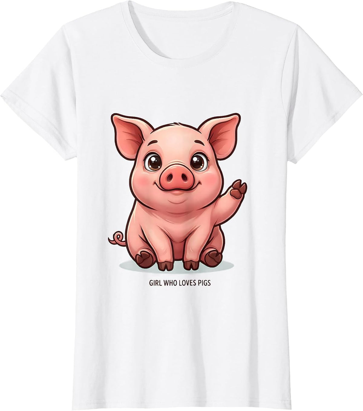 Women's Girl Who Loves Pigs Cute Kawaii Farm Animal Lover Humor T-Shirt - White