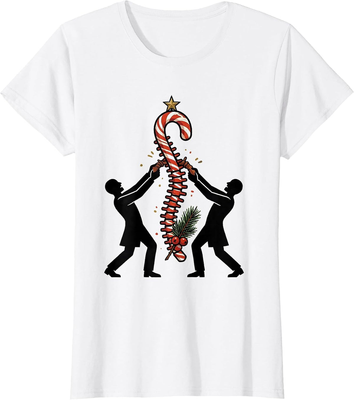 Chiropractor Spine Candy Cane Occupational Humor Christmas T-Shirt - White