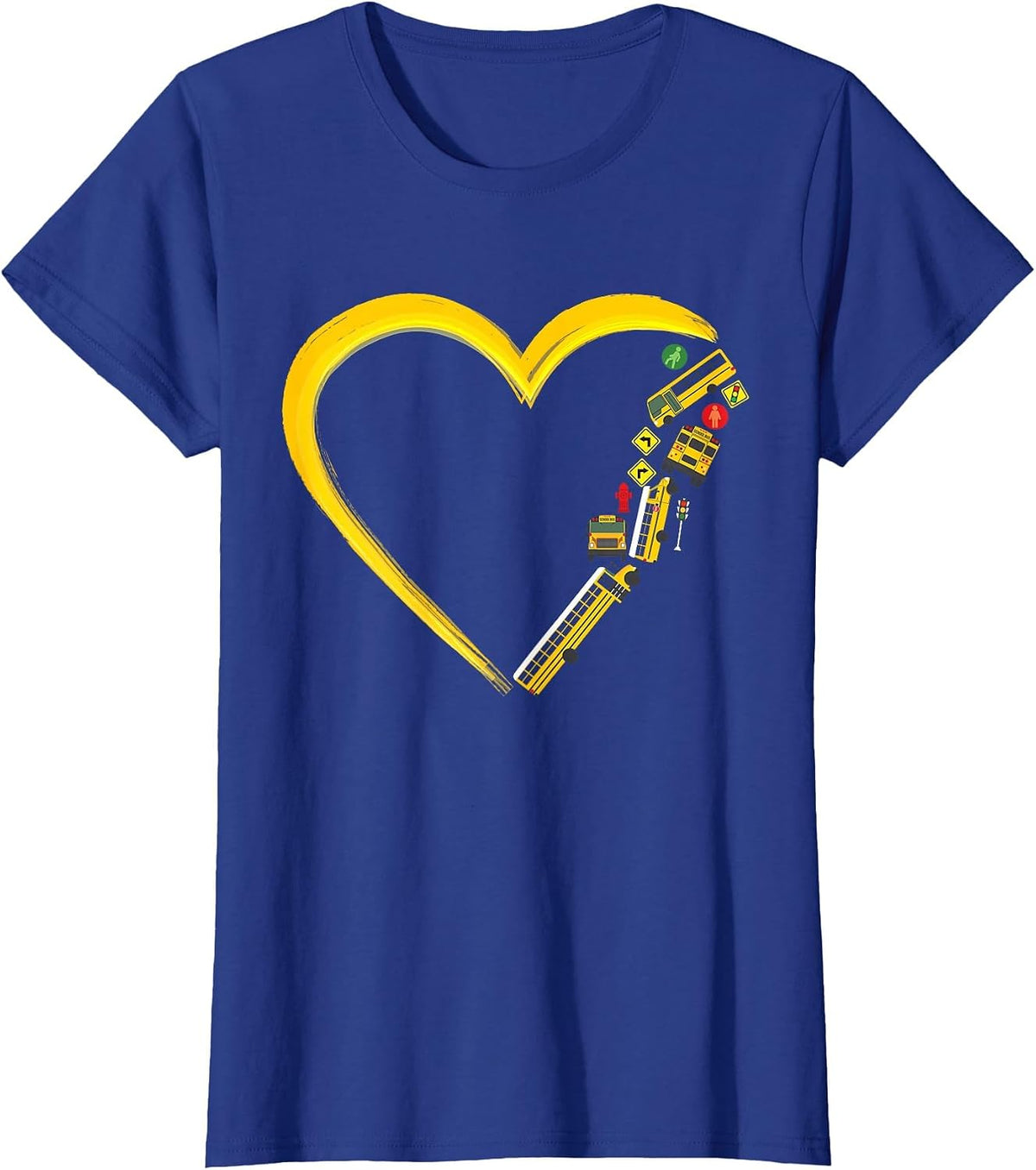 School Bus Driver Heart T-Shirt - Royal Blue