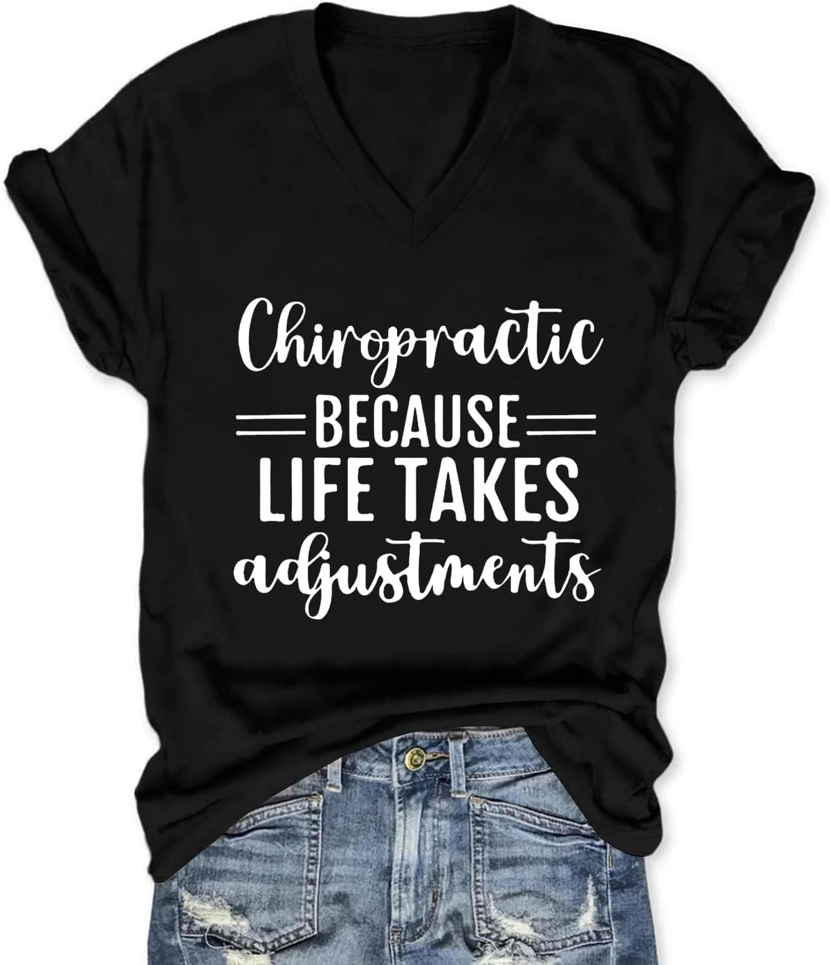 Chiropractor Shirt for Women Physiotherapist T Shirt Funny Letter Printed V Neck Summer Top Novelty Graphic Tee - Black