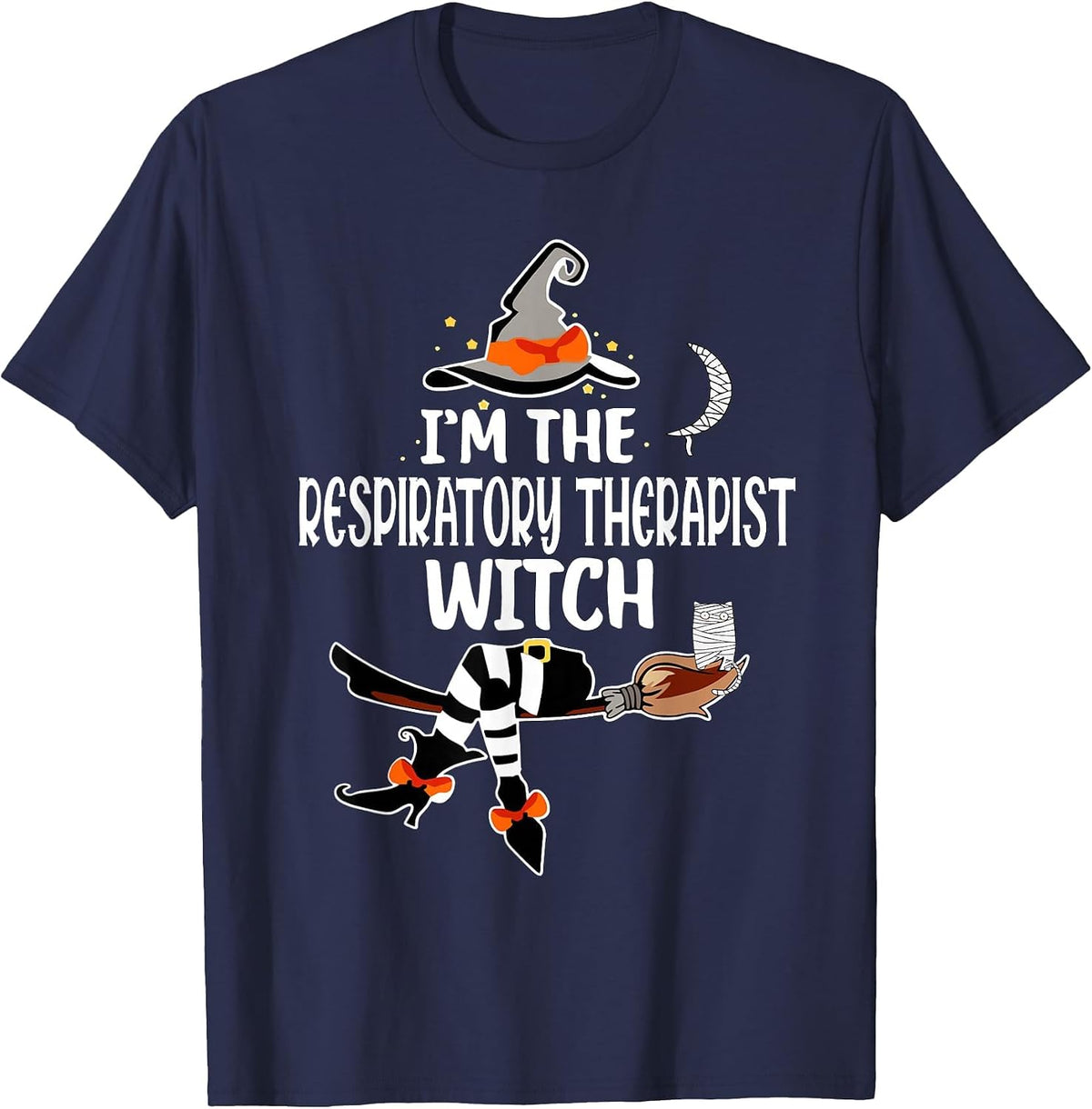 I'm the Respiratory Therapist Witch Funny Halloween T-Shirt - Navy Blue