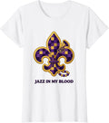 Women's Jazz In My Blood Mardi Gras Music Design T-Shirt - White