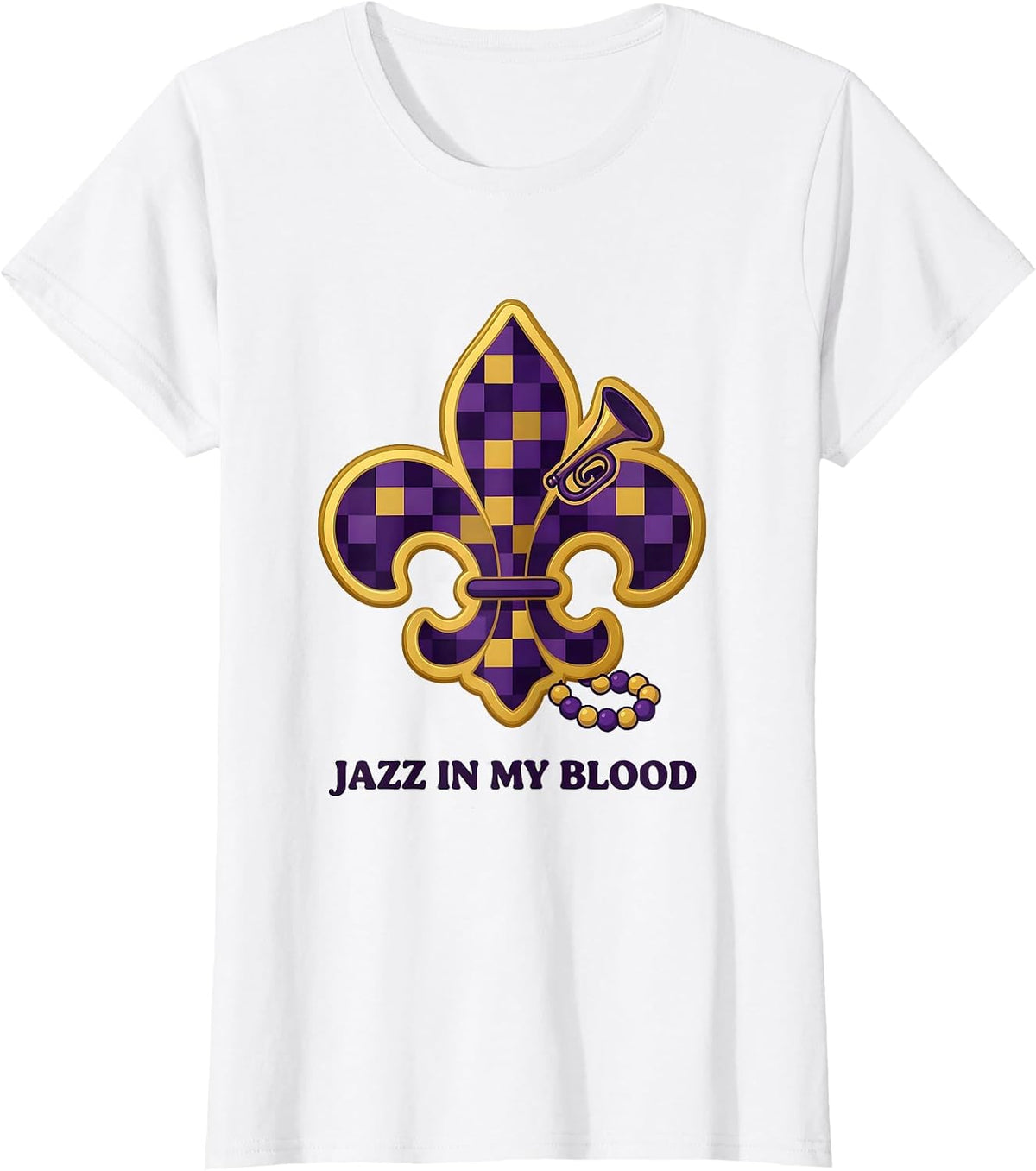 Women's Jazz In My Blood Mardi Gras Music Design T-Shirt - White