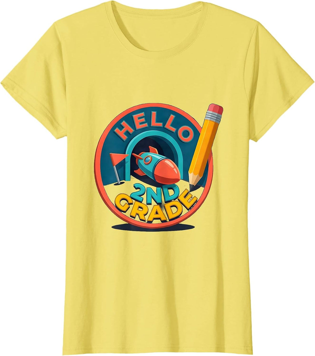 Hello, 2nd Grade Flat Vector Back To School Gamer Boy T-Shirt - Lemon Yellow