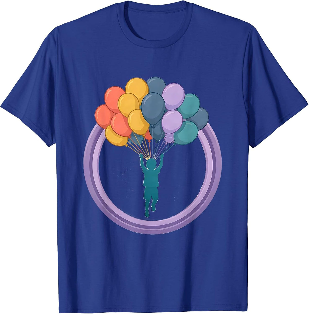 Men's Autism Awareness Child Balloon Float Illustration T-Shirt - Royal Blue