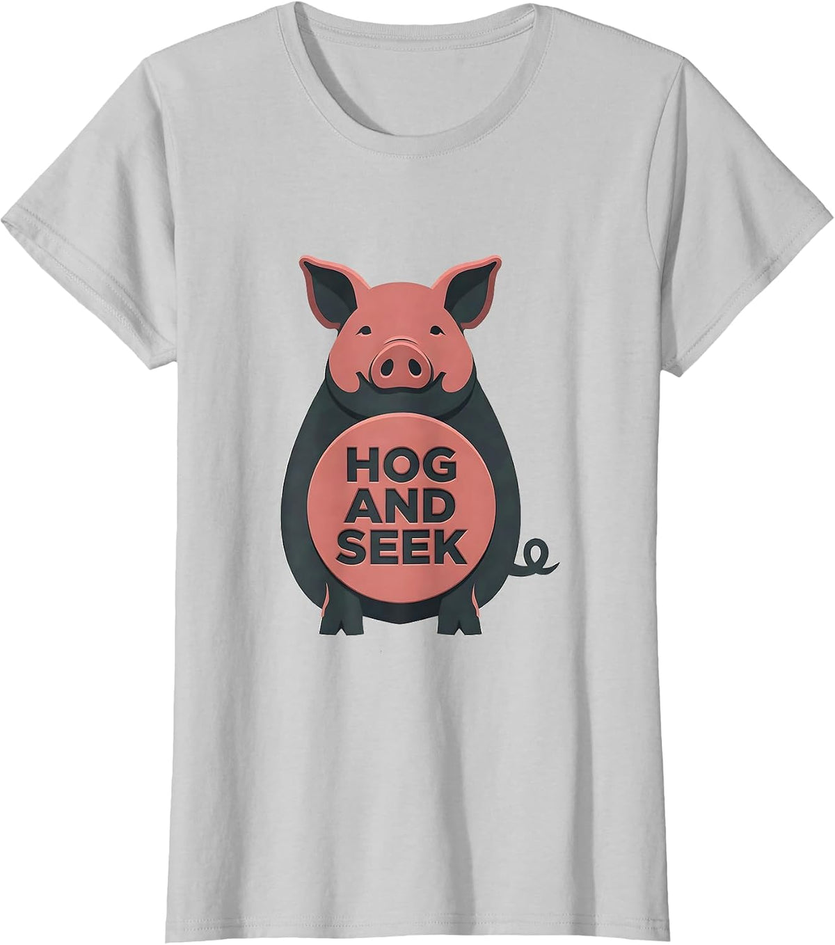 Hog And Seek Funny Pig Farm Animal Lover Novelty T-Shirt - Silver Grey