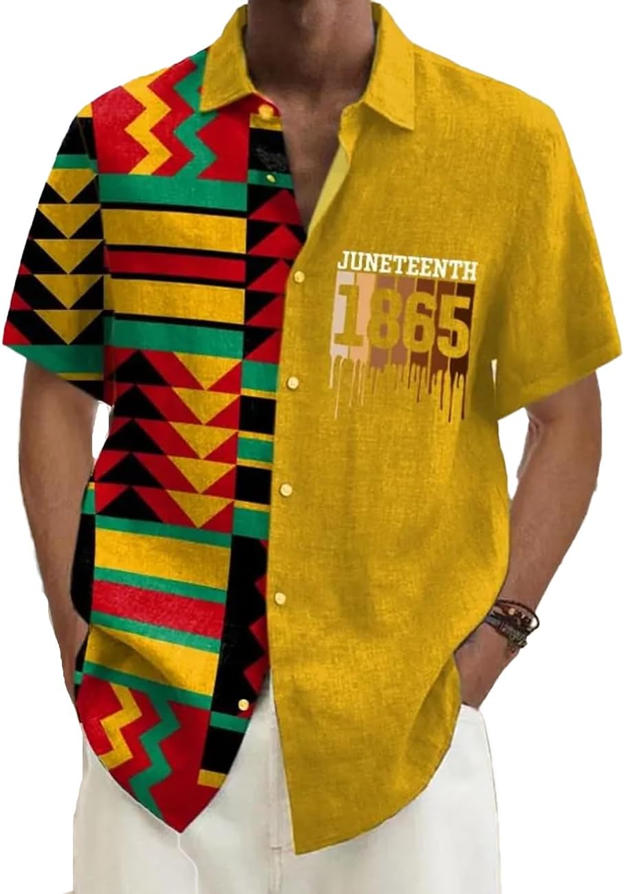 Men's Juneteenth is My Independence Day Since 1865 Hawaiian Buttoned Shirt - Yellow