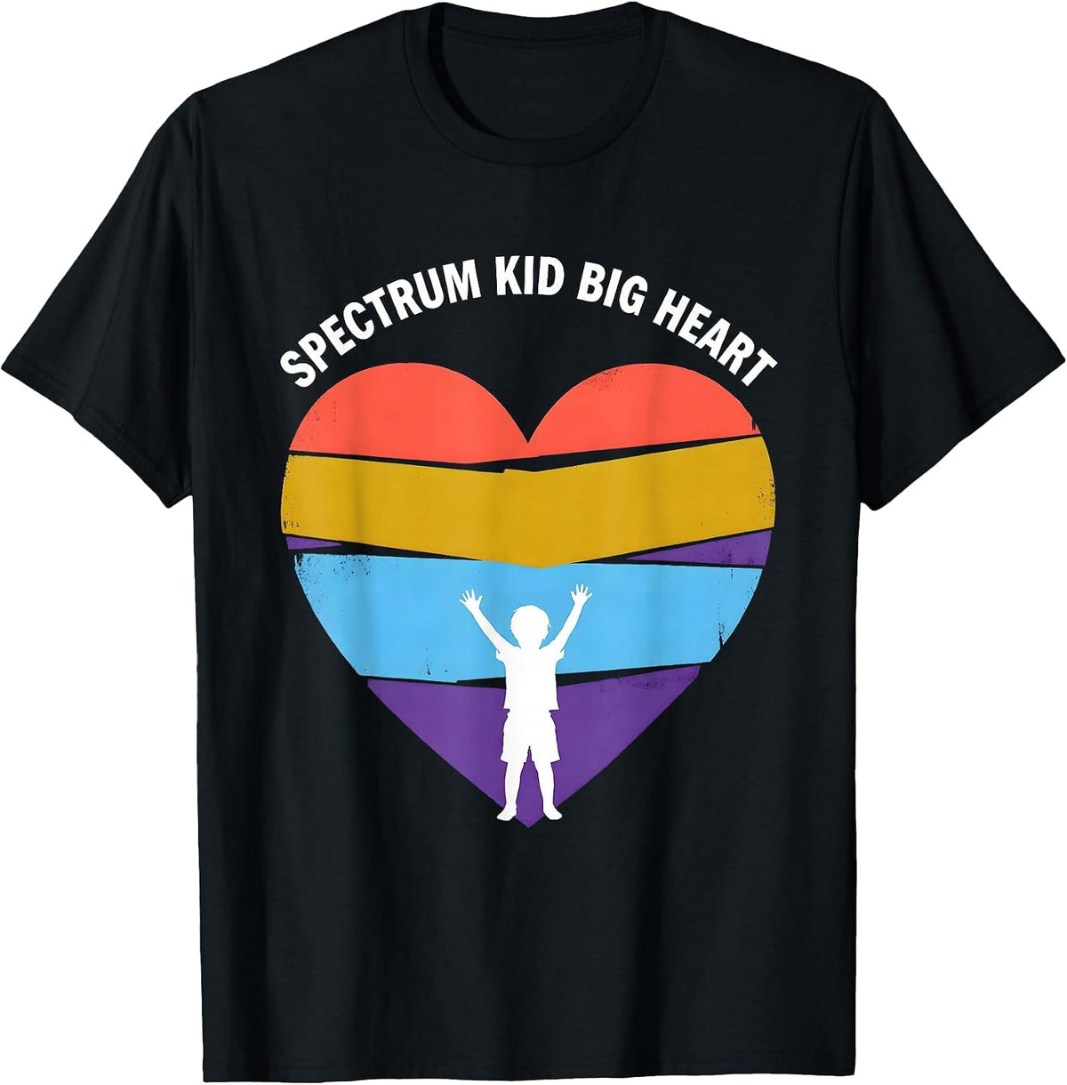 Men's Spectrum Kid Big Heart Autism Awareness Design T-Shirt - Black