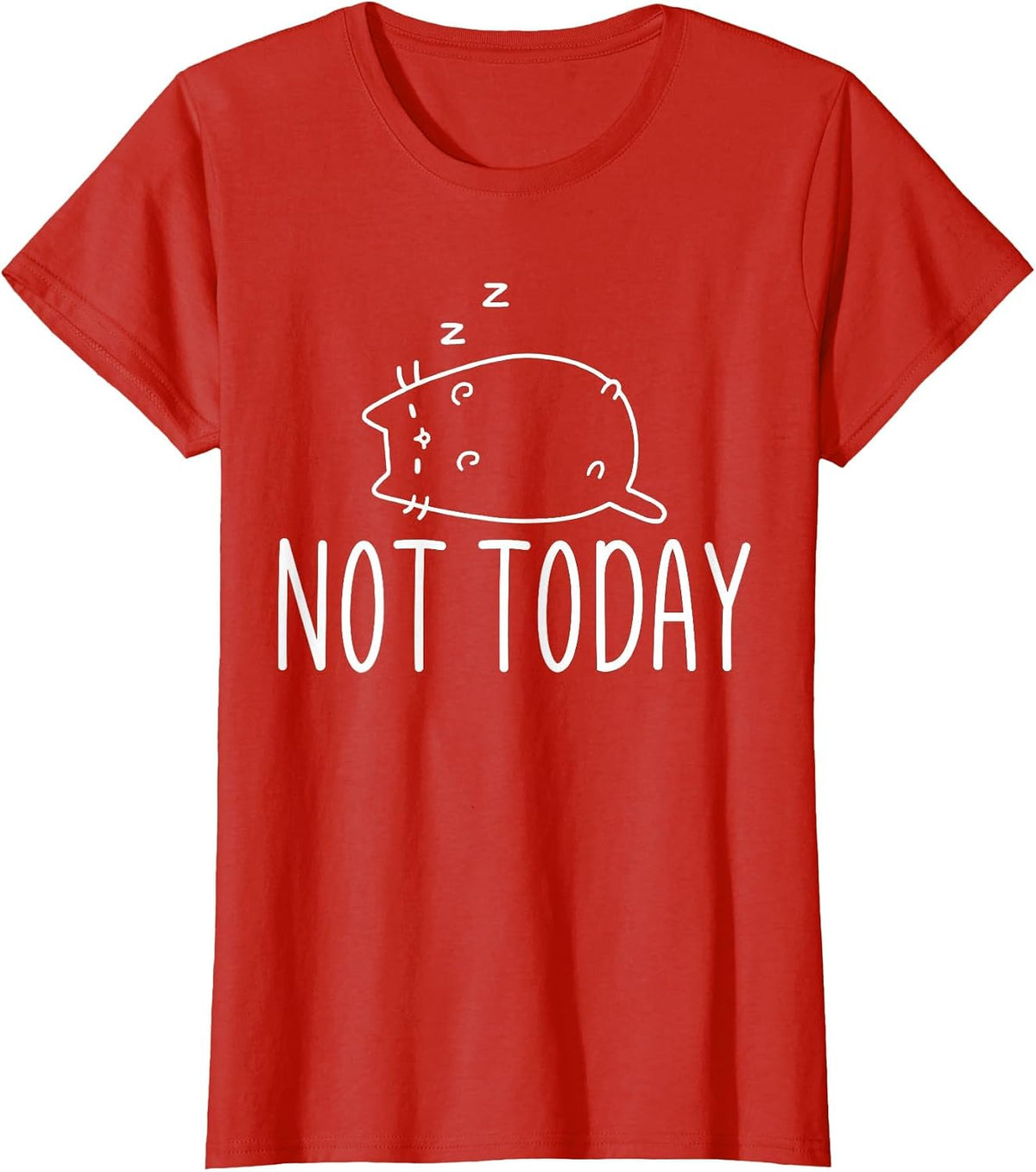 Not Today Crazy Cat T-Shirts Graphic Cute Funny T-Shirt - Red