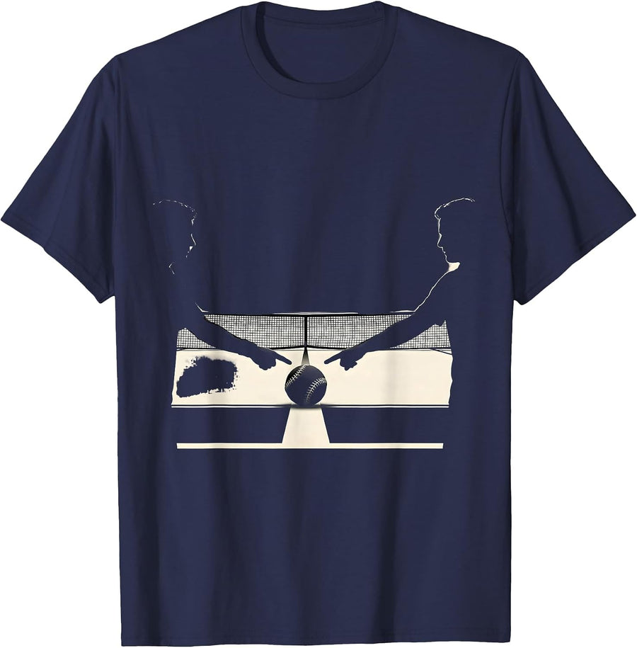 Tennis Player Silhouettes Humor Gift T-Shirt - Navy Blue