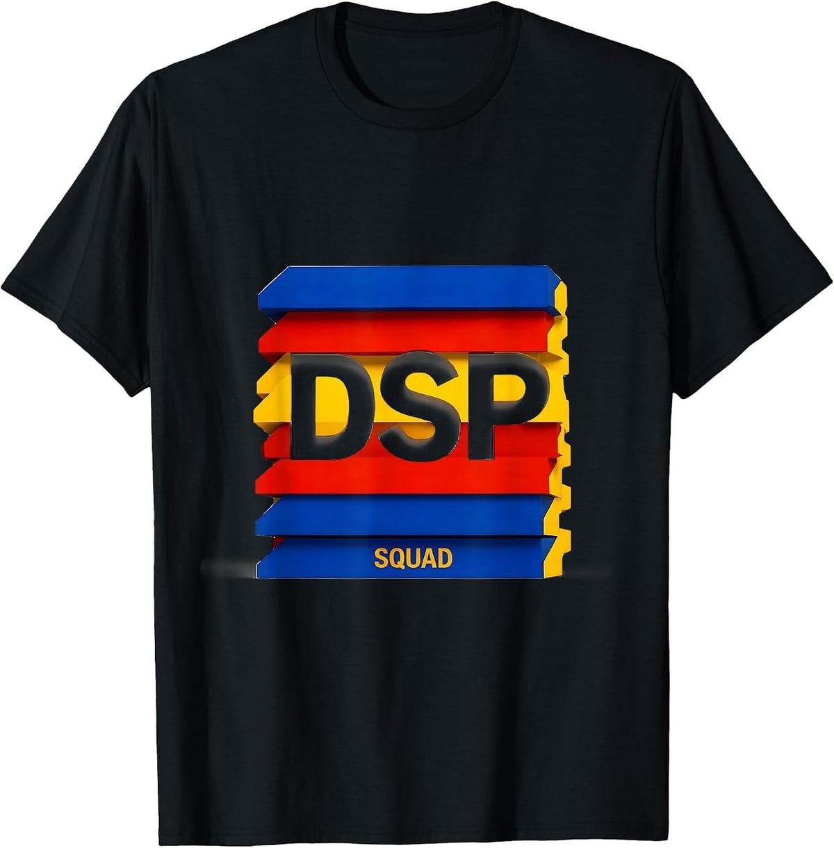 Men's DSP Squad Geometric Back To School Staff Appreciation Tie T-Shirt - Black