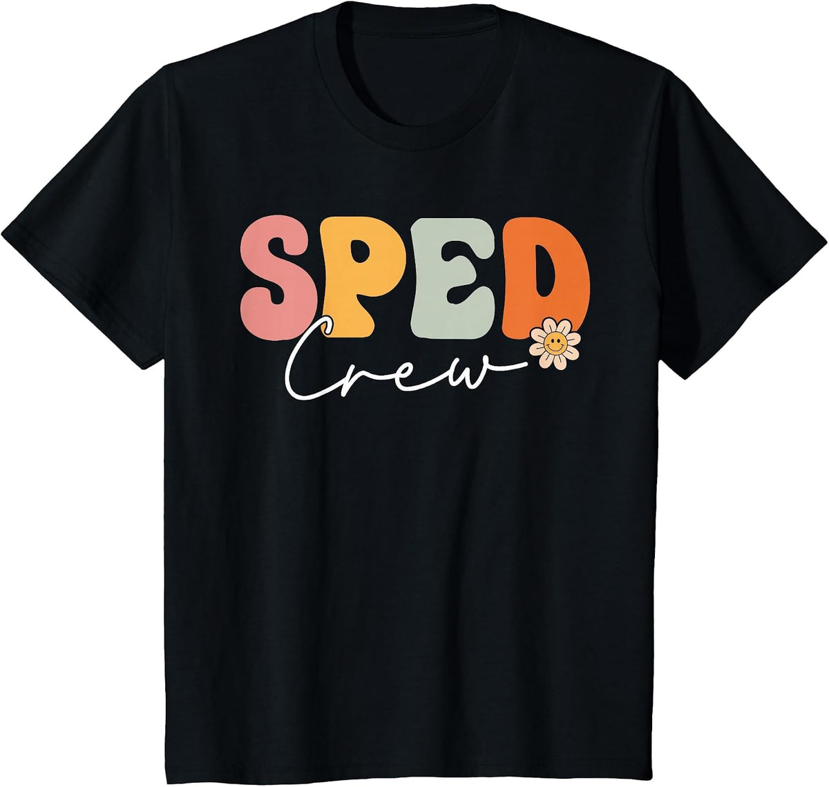 Sped Crew Team Retro Groovy Vintage First Day of School T-Shirt - Black