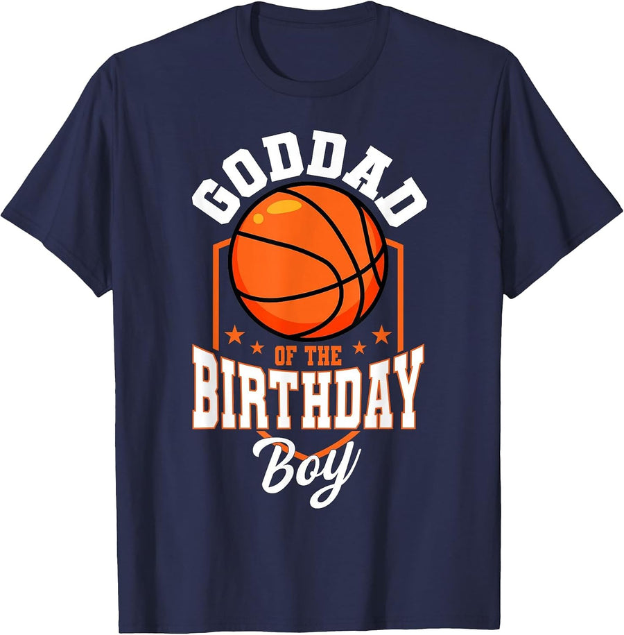 Goddad of The Birthday Boy Basketball Theme Bday Party T-Shirt - Navy Blue