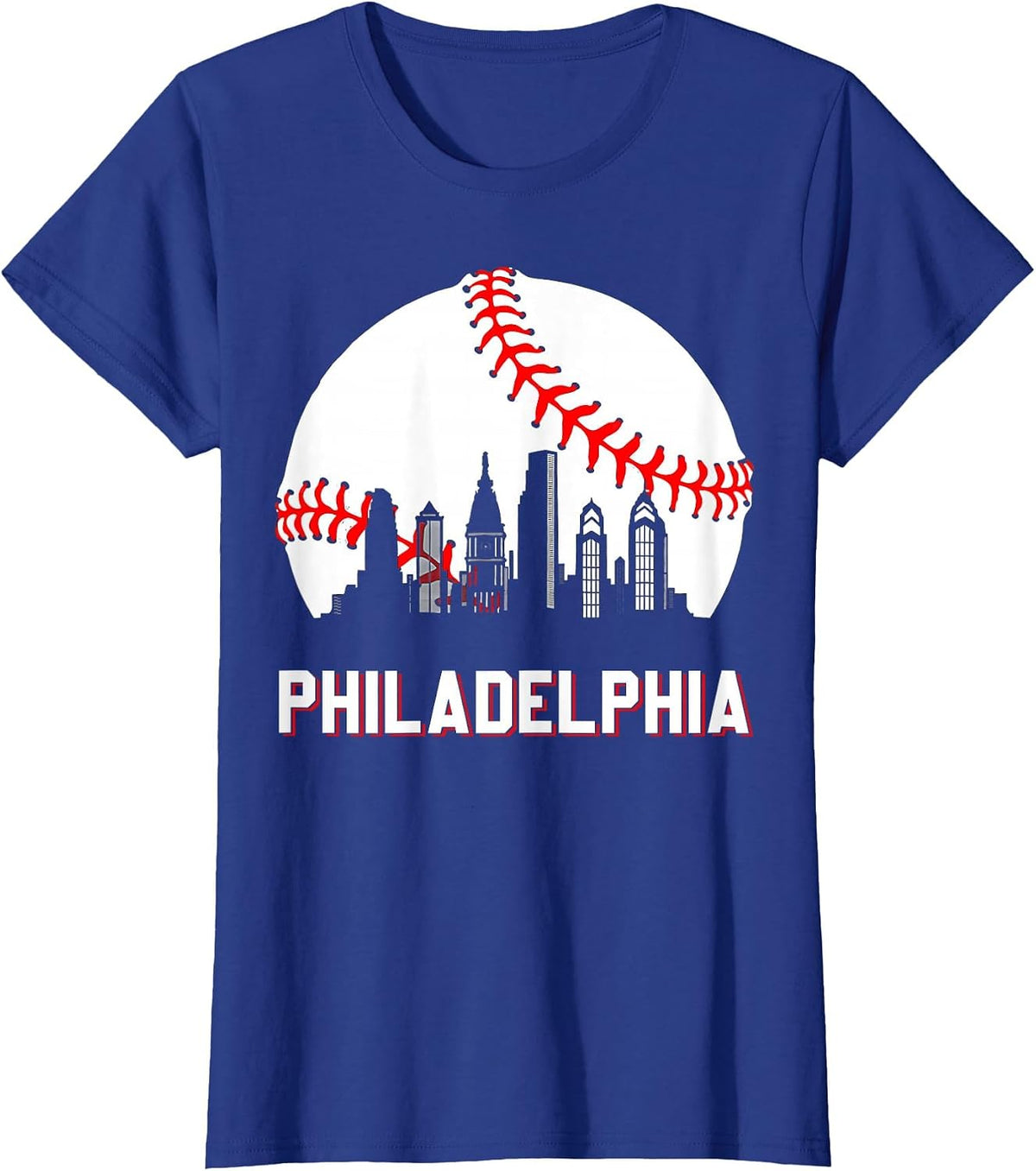 Vintage Distressed Philly Baseball Lovers T-Shirt - Royal Blue