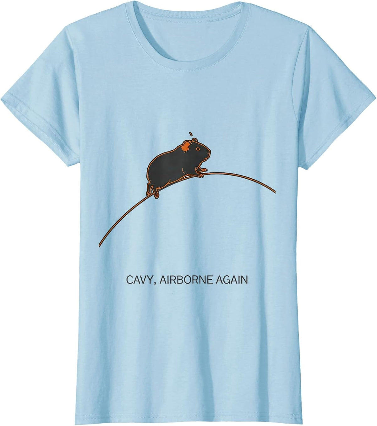 Cavy, Airborne Again Funny Guinea Pig Lover Gift T-Shirt - Baby Blue