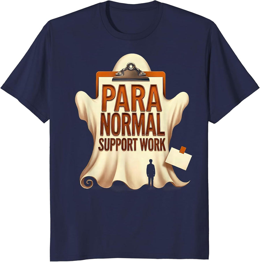 Para Normal Support Work Funny Ghost Paraprofessional T-Shirt - Navy Blue