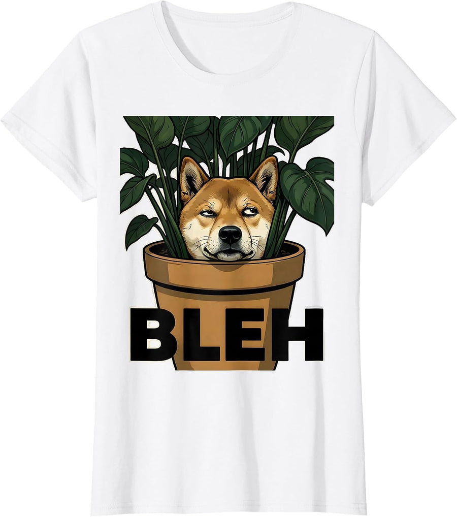 Women's Bleh Funny Shiba Inu Doge Meme Lover Internet Humor T-Shirt - White