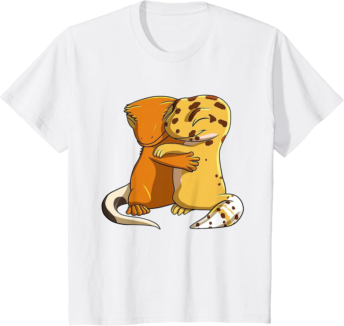 Leopard Gecko Hugging Crown Gecko T-Shirt - White