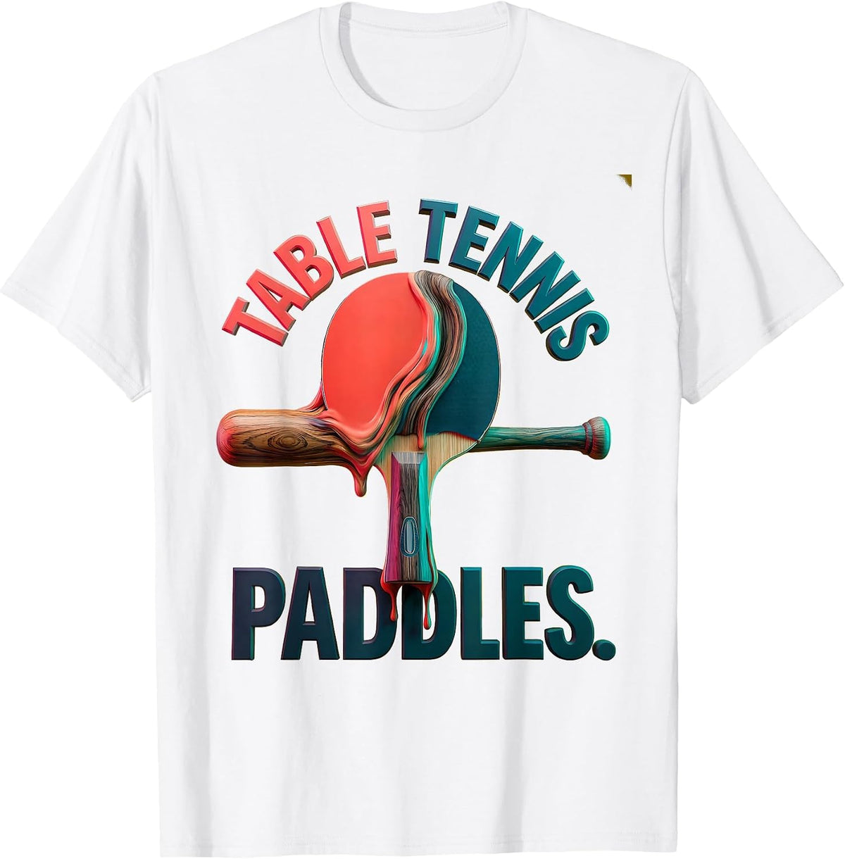 Table Tennis Paddles Baseball Bat Graphic Design T-Shirt - White