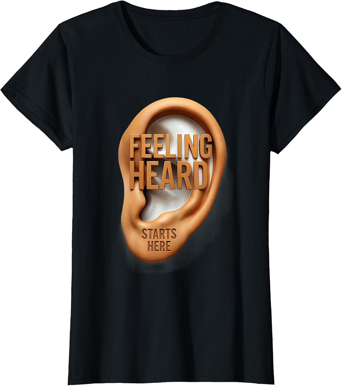 Feeling Heard Starts Here School Counselor Design T-Shirt - Black