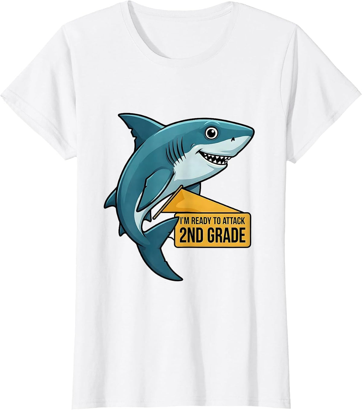 Women's I'm Ready To Attack 2nd Grade Funny Shark Back To School T-Shirt - White