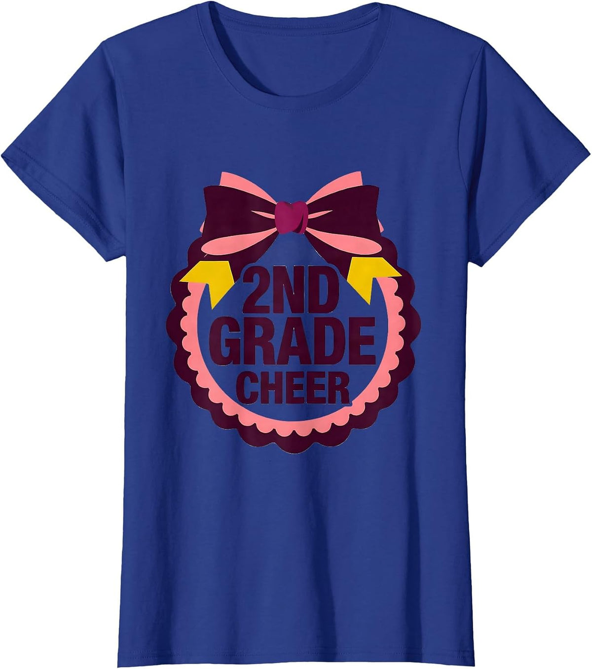 Women's 2nd Grade Cheer Coquette Bow Back to School Second Grade T-Shirt - Royal Blue