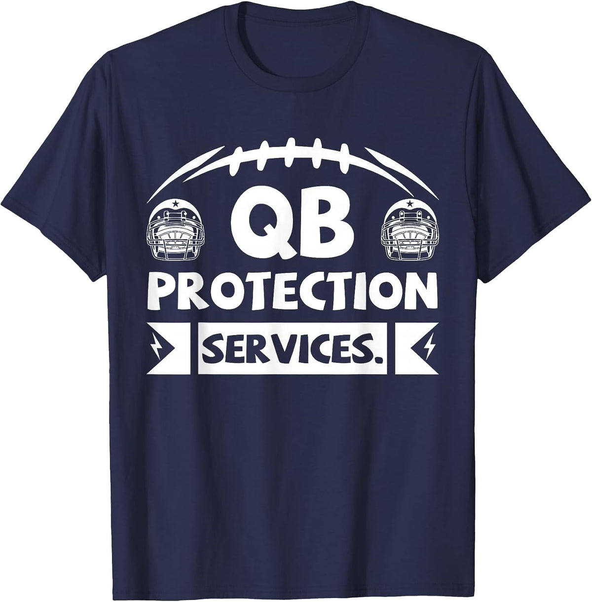 Qb Protection Services Offensive Lineman Football Players T-Shirt - Navy Blue