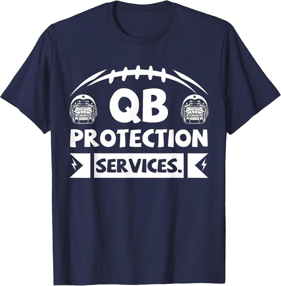 Qb Protection Services Offensive Lineman Football Players T-Shirt - Navy Blue