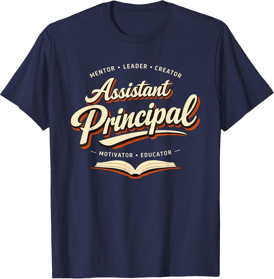Groovy Assistant Principal Teacher Appreciation Week T-Shirt - Navy Blue