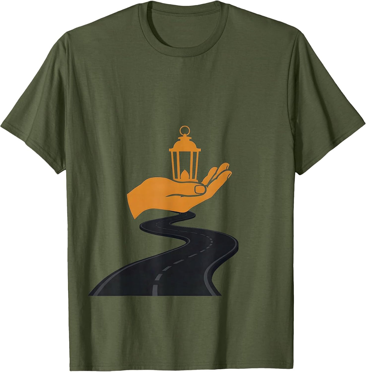 School Counselor Guiding Light Lantern Road Design T-Shirt - Olive Green