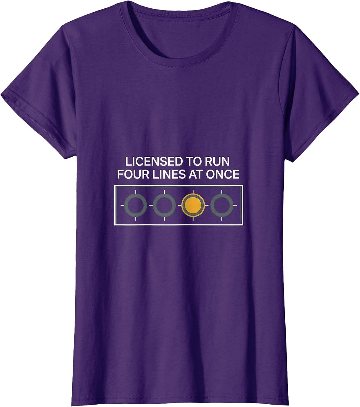 Women's Licensed To Run Four Lines At Once Thin Gold Line 911 T-Shirt - Purple