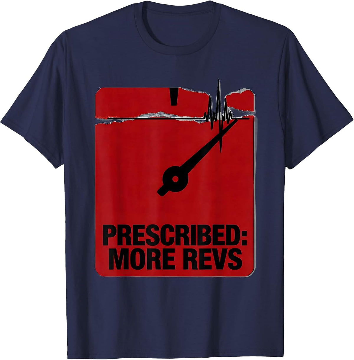 Men's More Revs Funny Car Guy Auto Mechanic Racing Enthusiast T-Shirt - Navy Blue