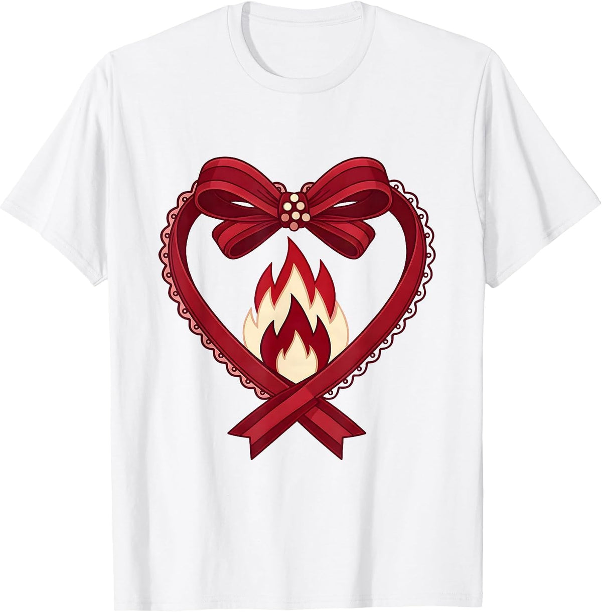 Men's I Heart Campfire Burning Heart Shape Design T-Shirt - White